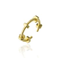 Cross-border Supply Copper Plated Real Gold Plain Body Geometric Open Ring Female Opening Adjustable Ring Ornament main image 6