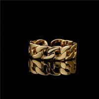 Open Design Cuban Link Chain Modeling Geometric Ring Men And Women Same 18k Real Gold Plating Copper Ornament Cross-border Supply main image 3