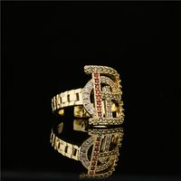 European Hip Hop Culture Street Punk Jewelry 18k Real Gold Plated Copper Micro Inlaid Geometric Open Ring main image 1