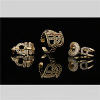 European Hip Hop Culture Street Punk Jewelry 18k Real Gold Plated Copper Micro Inlaid Geometric Open Ring main image 3