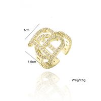 European Hip Hop Culture Street Punk Jewelry 18k Real Gold Plated Copper Micro Inlaid Geometric Open Ring main image 4