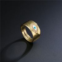 New Simple Copper Color Micro-inlaid Zircon Devil's Eye Open Ring main image 1