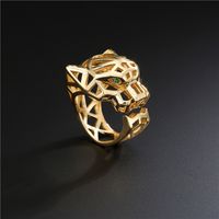 Punk Hollow Leopard Print Adjustable Opening Copper Micro Inlaid Zircon Ring main image 1