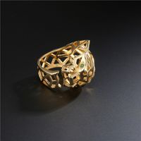 Punk Hollow Leopard Print Adjustable Opening Copper Micro Inlaid Zircon Ring main image 3