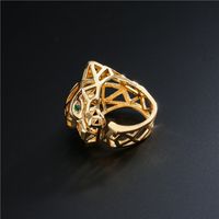 Punk Hollow Leopard Print Adjustable Opening Copper Micro Inlaid Zircon Ring main image 4