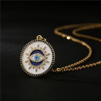 Fashion White Oil Dripping Devil's Eye Pendant Necklace main image 4