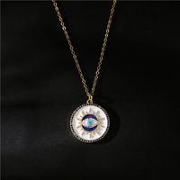 Fashion White Oil Dripping Devil's Eye Pendant Necklace main image 5