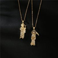 Fashion Death Sickle Priest Shape Pendant Copper Necklace main image 5