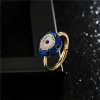 Fashion Blue White Two-color Oil Dripping Devil's Eye Opening Ring main image 1