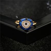 Fashion Blue White Two-color Oil Dripping Devil's Eye Opening Ring main image 3