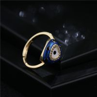 Fashion Blue White Two-color Oil Dripping Devil's Eye Opening Ring main image 4