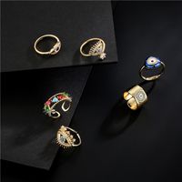 Fashion Blue White Two-color Oil Dripping Devil's Eye Opening Ring main image 5
