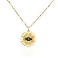 Aogu Cross-border Supply European And American Fashion Three-color Oil Dripping Devil's Eye Necklace Golden Disc Maple Leaf Pendant Female main image 6