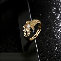 Bohemian Geometric Multi-layer Five-pointed Star Zircon Ring main image 1