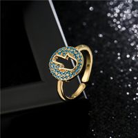 Fashion Hollow Palm Geometric Copper Inlaid Zircon Opening Adjustable Ring main image 1