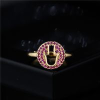 Fashion Hollow Palm Geometric Copper Inlaid Zircon Opening Adjustable Ring main image 3