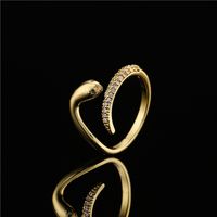 Simple Snake Shape Opening Adjustable Copper Micro-inlaid Zircon Ring main image 1