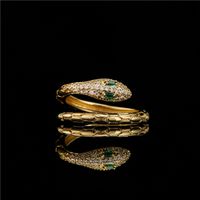 Simple Snake Shape Opening Adjustable Copper Micro-inlaid Zircon Ring main image 4