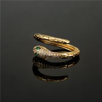 Simple Snake Shape Opening Adjustable Copper Micro-inlaid Zircon Ring main image 5