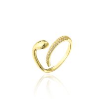 Simple Snake Shape Opening Adjustable Copper Micro-inlaid Zircon Ring main image 6