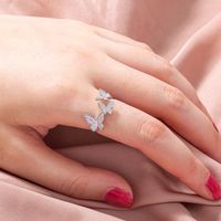 Simple Micro-studded Zircon Multiple Butterfly Open Ring main image 1