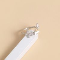 Simple Micro-studded Zircon Multiple Butterfly Open Ring main image 4