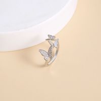 Simple Micro-studded Zircon Multiple Butterfly Open Ring main image 5