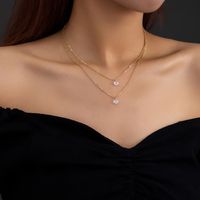 Simple Double Layer Shiny Zircon Pendant Necklace main image 1