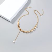 Ornament Europe And America Cross Border Vintage U-shaped Chain Stitching Clavicle Chain Natural Freshwater Simple Cold Style Necklace main image 1
