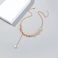 Ornament Europe And America Cross Border Vintage U-shaped Chain Stitching Clavicle Chain Natural Freshwater Simple Cold Style Necklace main image 2