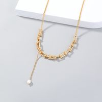 Ornament Europe And America Cross Border Vintage U-shaped Chain Stitching Clavicle Chain Natural Freshwater Simple Cold Style Necklace main image 3