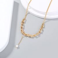 Ornament Europe And America Cross Border Vintage U-shaped Chain Stitching Clavicle Chain Natural Freshwater Simple Cold Style Necklace main image 5