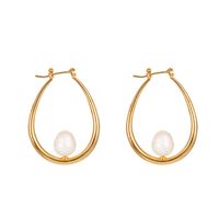 Simple Natural Pearl U-shaped Metal Earrings main image 6