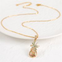 Simple Copper Inlaid Zirconium Fruit Pineapple Pendent Necklace main image 5
