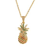 Einfache Kupfer Eingelegte Zirkonium Obst Ananas Anhänger Halskette main image 6