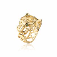 Punk Hollow Leopard Print Adjustable Opening Copper Micro Inlaid Zircon Ring sku image 2