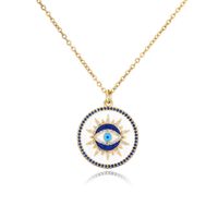 Fashion White Oil Dripping Devil's Eye Pendant Necklace sku image 1