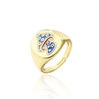 Fashion 4-color Dripping Oil Fish Shape Geometric Opening Ring sku image 1