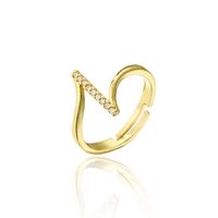 Simple Snake Shape Opening Adjustable Copper Micro-inlaid Zircon Ring sku image 1