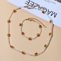 Simple Beads Acrylic Cherry Chain Multi-layer Necklace Bracelet Set main image 6