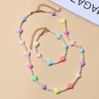 Summer Fashion Love Acrylic Pearl Necklace Handmade Ornament Accessories Bracelet Set Female Festival Gift Accessories main image 3