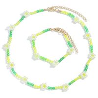 Ethnic Hand-woven Acrylic Flower Round Bead Chain Necklace Bracelet Set main image 1