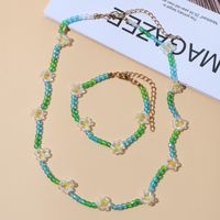 Ethnic Hand-woven Acrylic Flower Round Bead Chain Necklace Bracelet Set main image 6