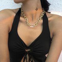 N8641 European And American New Exaggerated Alloy Thick Chain Necklace Resin Stylish Creative Punk Clavicle Chain main image 1
