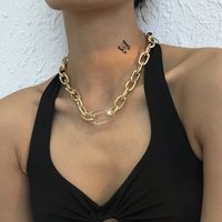 N8641 European And American New Exaggerated Alloy Thick Chain Necklace Resin Stylish Creative Punk Clavicle Chain main image 3