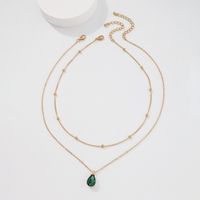 Fashion Alloy Water Drop Pendant Geometric Double Layer Necklace main image 4