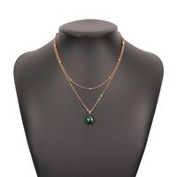 Fashion Alloy Water Drop Pendant Geometric Double Layer Necklace main image 6