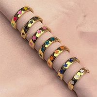 Fashion Color Dripping Oil Star Copper Ring Wholesale main image 2