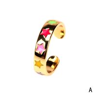 Fashion Color Dripping Oil Star Copper Ring Wholesale main image 5