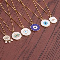 Yiwu Foreign Trade Copper Zircon Ornament Wholesale European And American Copper Plated Real Gold Love Fatima Devil's Eye Necklace main image 1